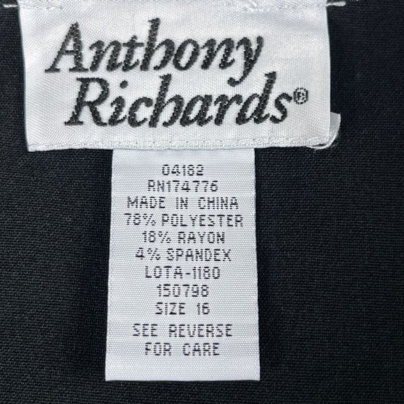 Anthony Richards‎ Wear To Work Blazer Jacket Womens Sz 16 Black White Open Front - Picture 4 of 10